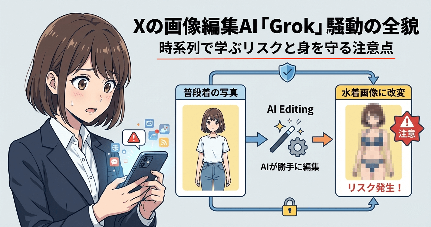 Xの画像編集AI「Grok」騒動の全貌｜時系列で学ぶリスクと身を守る注意点
